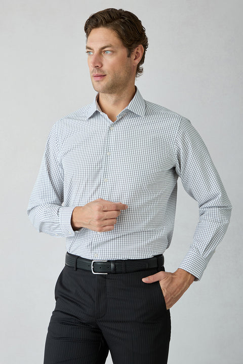Black Long Sleeve Regular Fit Plaid Cotton Shirt