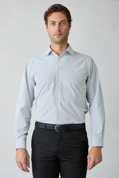 Black Long Sleeve Regular Fit Plaid Cotton Shirt