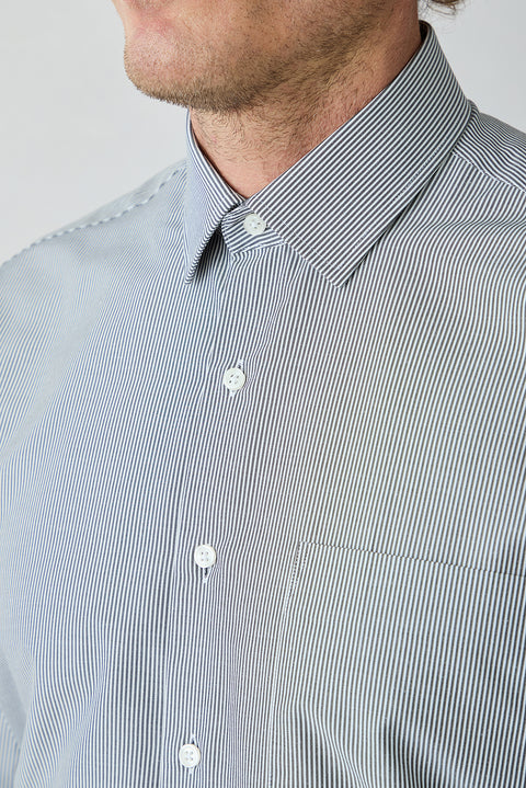 Black Long Sleeve Regular Fit Striped Cotton Shirt