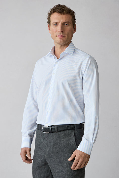 Light Blue Long Sleeve Regular Fit Striped Shirt