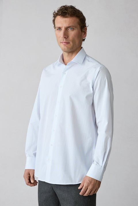 Light Blue Long Sleeve Regular Fit Striped Shirt