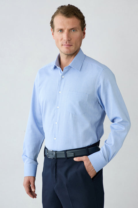 Dark Blue Long Sleeve Regular Fit Cotton Plaid Shirt