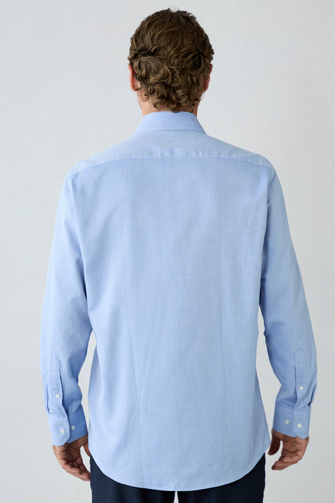 Dark Blue Long Sleeve Regular Fit Cotton Plaid Shirt