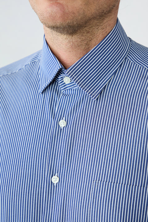 Dark Navy Long Sleeve Regular Fit Cotton Striped Shirt