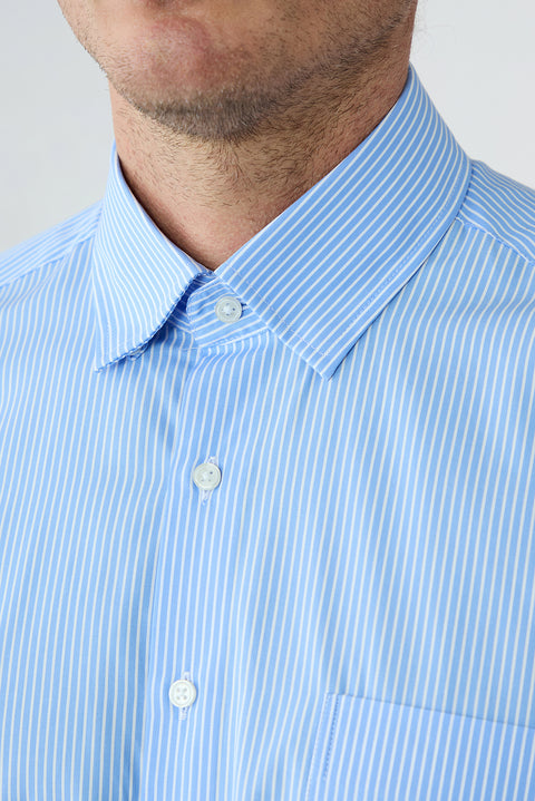 Blue Long Sleeve Regular Fit Cotton Striped Shirt
