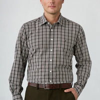 Bitter Coffee Long Sleeve Regular Fit Cotton Plaid Shirt