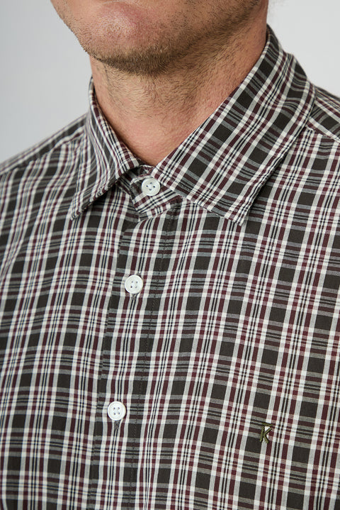 Bitter Coffee Long Sleeve Regular Fit Cotton Plaid Shirt