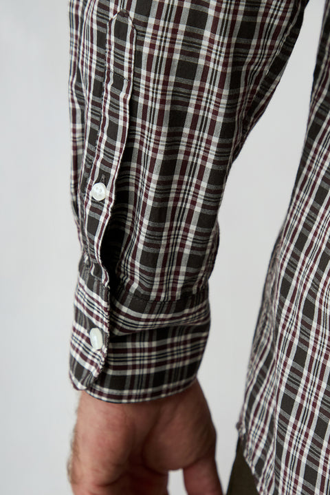 Bitter Coffee Long Sleeve Regular Fit Cotton Plaid Shirt