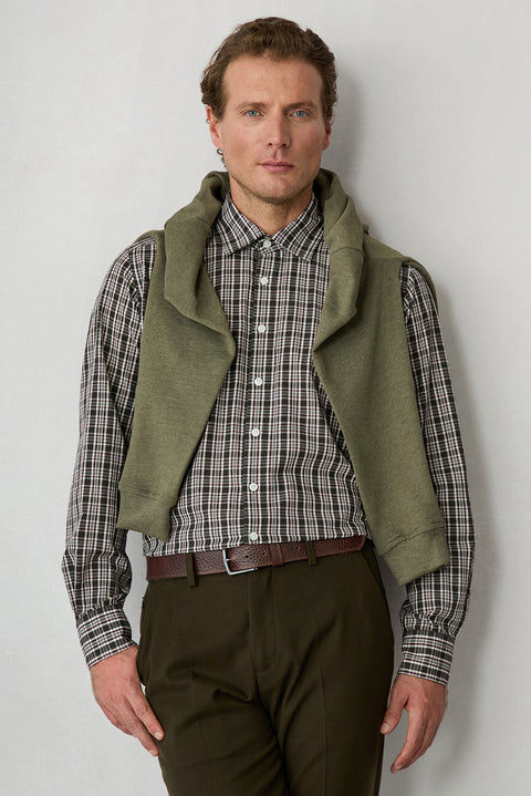 Bitter Coffee Long Sleeve Regular Fit Cotton Plaid Shirt