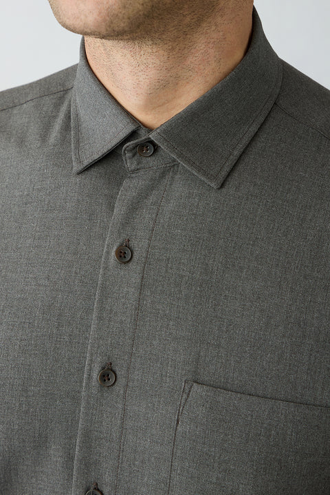 Medium Brown Long Sleeve Regular Fit Plain Shirt