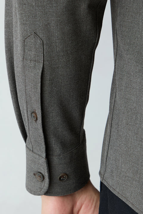 Medium Brown Long Sleeve Regular Fit Plain Shirt