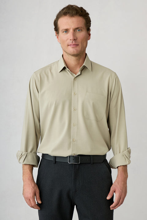Medium Mink Long Sleeve Regular Fit Plain Shirt