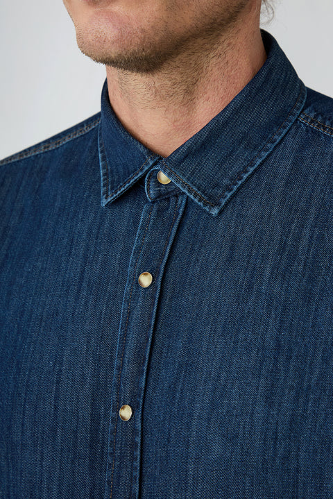 Koyu Lacivert Uzun Kol Regular Fit Denim Gömlek