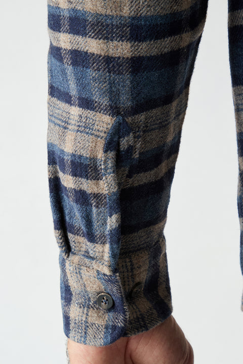 Medium Navy Regular Fit Flannel Plaid Long Shirt