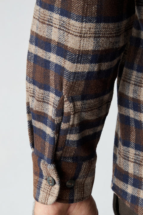 Dark Brown Regular Fit Flannel Plaid Long Shirt