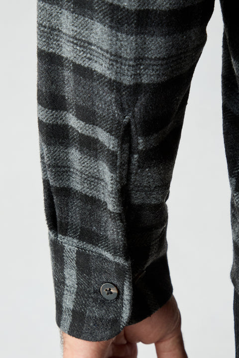 Dark Anthracite Regular Fit Flannel Plaid Long Shirt