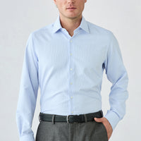 Light Blue Long Sleeve Regular Fit Dobby Cotton Shirt