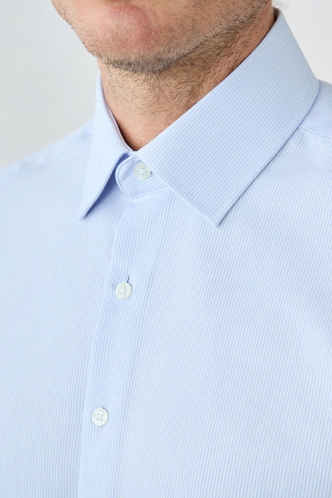 Light Blue Long Sleeve Regular Fit Dobby Cotton Shirt