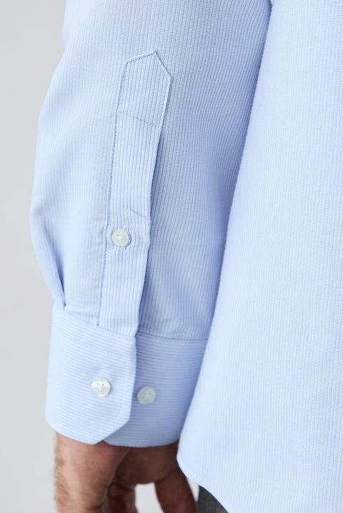 Light Blue Long Sleeve Regular Fit Dobby Cotton Shirt