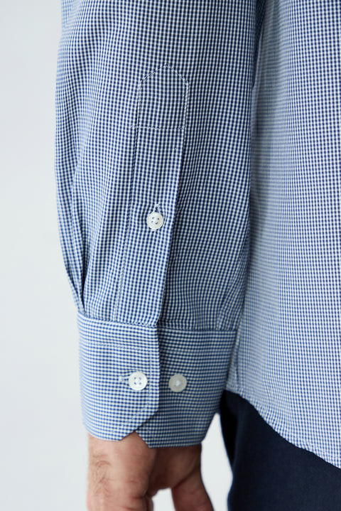 Dark Navy Long Sleeve Regular Fit Plaid Cotton Shirt