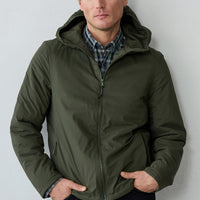 Mid Khaki Regular Fit Plain Hooded Jacket