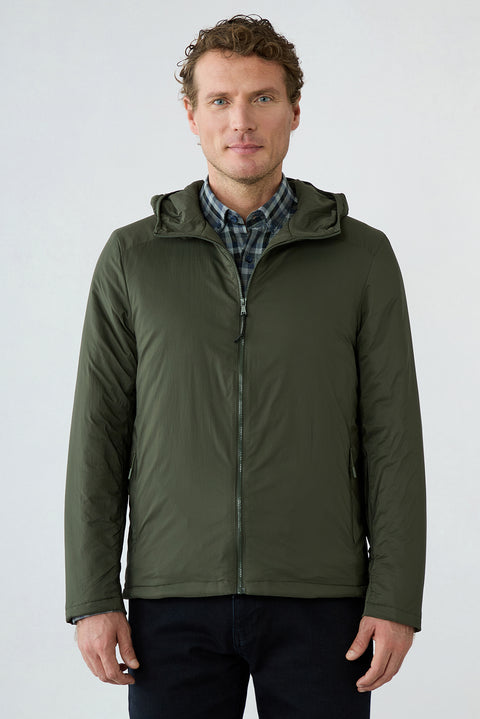Mid Khaki Regular Fit Plain Hooded Jacket