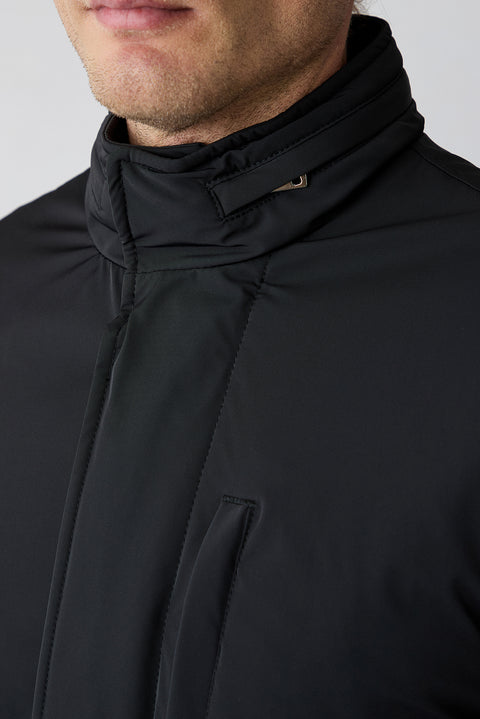 Black Regular Fit Stand-Up Collar Casual Coat