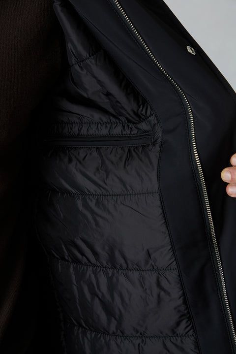 Black Regular Fit Stand-Up Collar Casual Coat