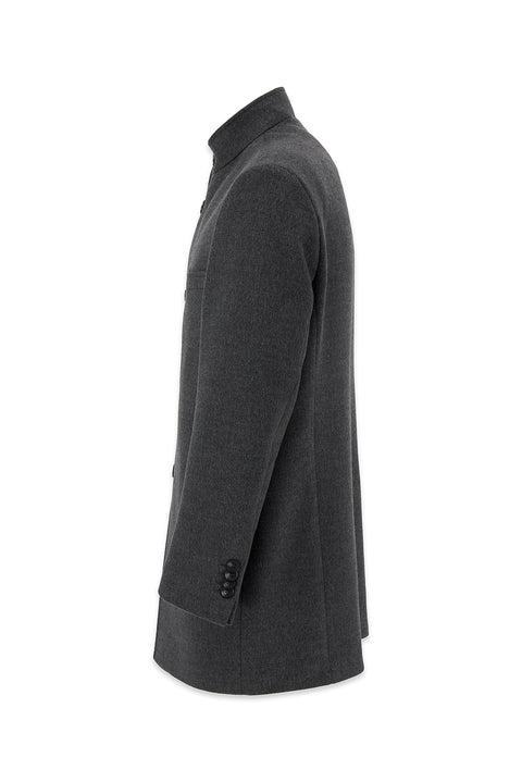 Dark Anthracite Regular Fit Stand-Up Collar Classic Coat