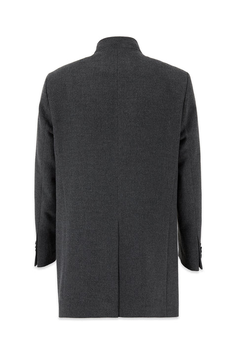 Dark Anthracite Regular Fit Stand-Up Collar Classic Coat