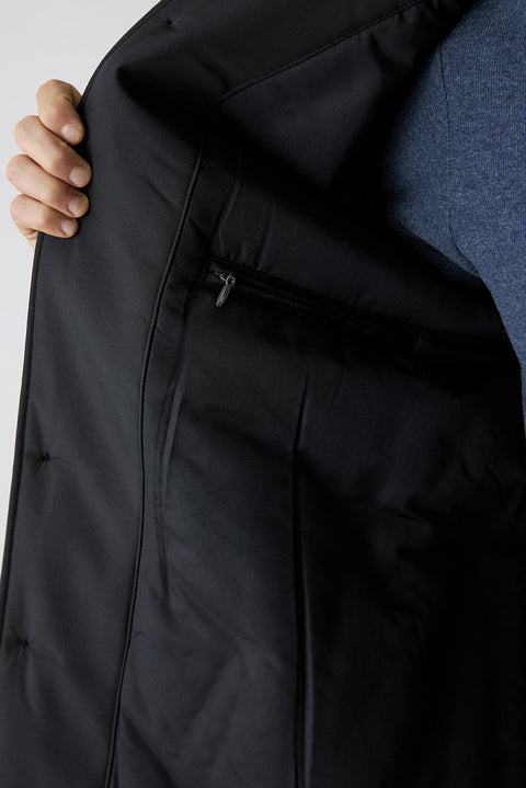 Black Regular Fit Shirt Collar Plain Overcoat
