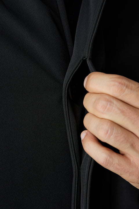 Black Regular Fit Shirt Collar Plain Overcoat