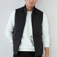 Black Regular Fit Plain Bonded Vest