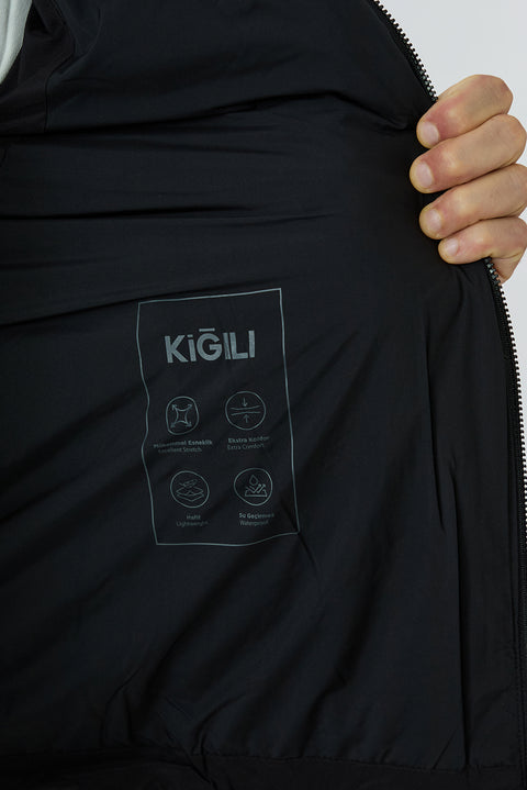 Black Regular Fit Plain Bonded Vest