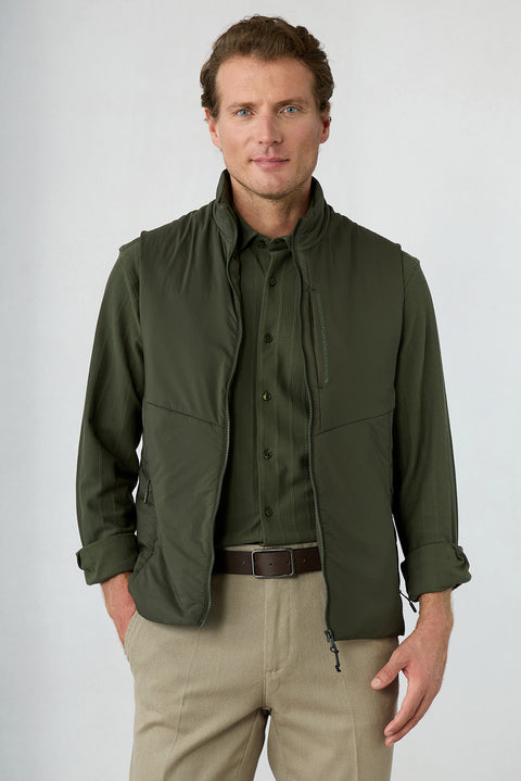 Medium Khaki Regular Fit Plain Bonded Vest