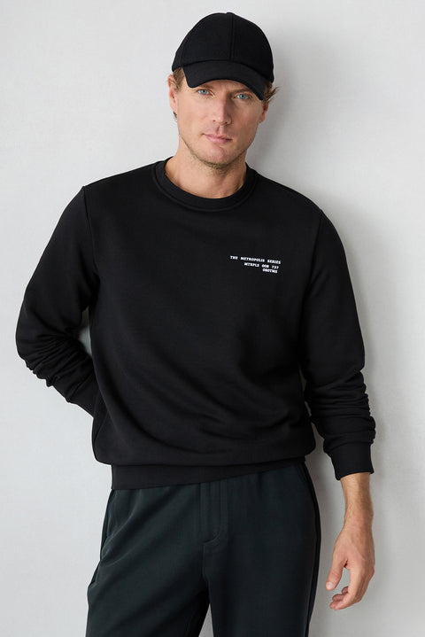 Black Crew Neck Oversized Cotton Sweatshirt