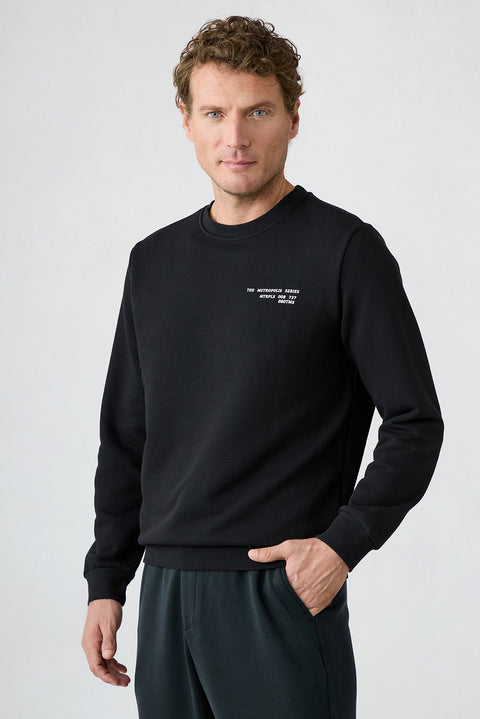 Black Crew Neck Oversized Cotton Sweatshirt
