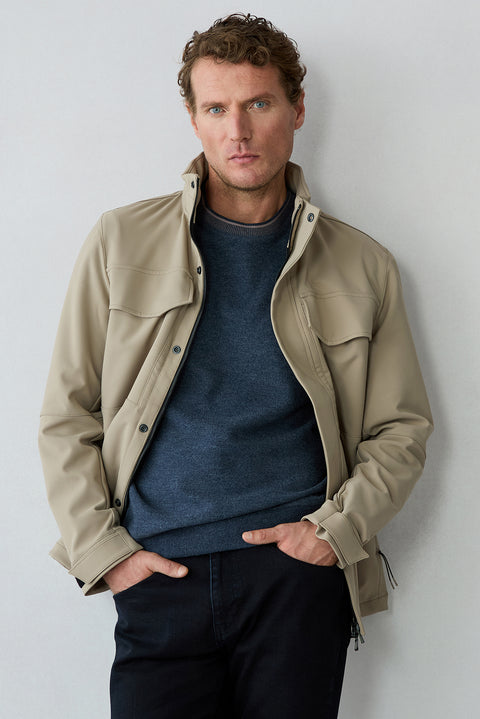 Medium Navy Mélange Crew Neck Regular Fit Cotton Sweatshirt