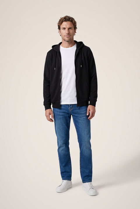 Siyah Kapüşonlu Fermuarlı Cepli Regular Fit Şardonlu Sıcak Tutan Pamuklu Basic Sweatshirt Hırka