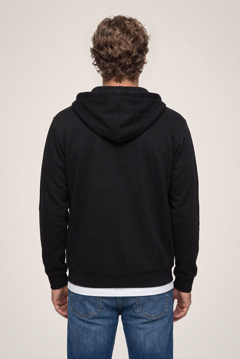 Siyah Kapüşonlu Fermuarlı Cepli Regular Fit Şardonlu Sıcak Tutan Pamuklu Basic Sweatshirt Hırka