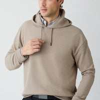 Light Brown Melange Oversize Plain Hooded Cotton Sweatshirt