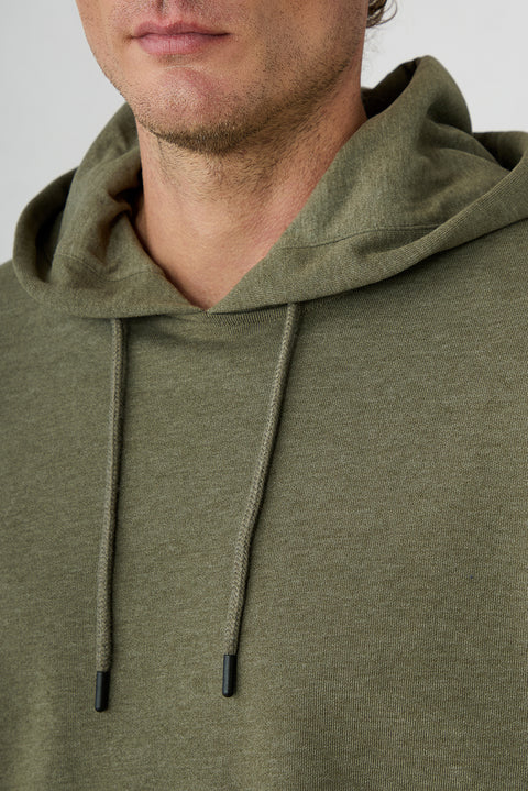 Medium Khaki Mélange Oversized Plain Hooded Cotton Sweatshirt