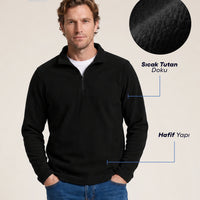 Black Regular Fit Boat Neck Fleece