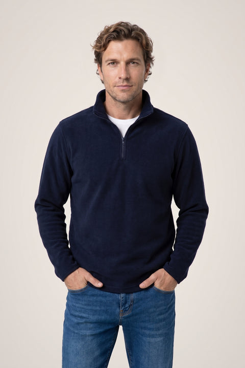 Dark Navy Regular Fit Boat Neck Fleece