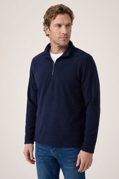 Dark Navy Regular Fit Boat Neck Fleece