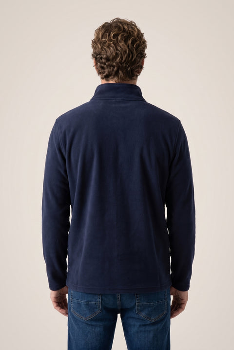 Dark Navy Regular Fit Boat Neck Fleece