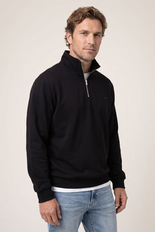  Siyah Fermuarlı Yarım Balıkçı Yaka Regular Fit Pamuklu Basic Sweatshirt