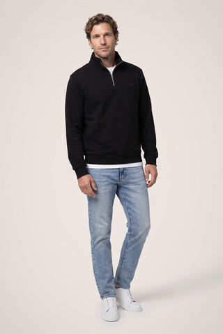  Siyah Fermuarlı Yarım Balıkçı Yaka Regular Fit Pamuklu Basic Sweatshirt