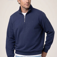Koyu Lacivert Fermuarlı Yarım Balıkçı Yaka Regular Fit Pamuklu Basic Sweatshirt
