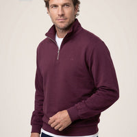 Koyu Bordo Fermuarlı Yarım Balıkçı Yaka Regular Fit Pamuklu Basic Sweatshirt